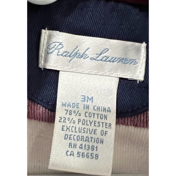 Ralph Lauren Baby Striped Rugby Onesie in Burgundy and White - Picture 3 of 3